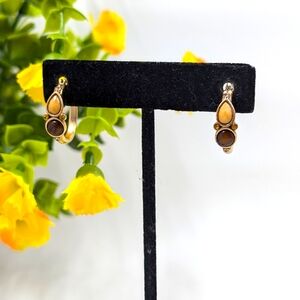 Geometric Style Crystal Accented Vintage Hoop Earrings